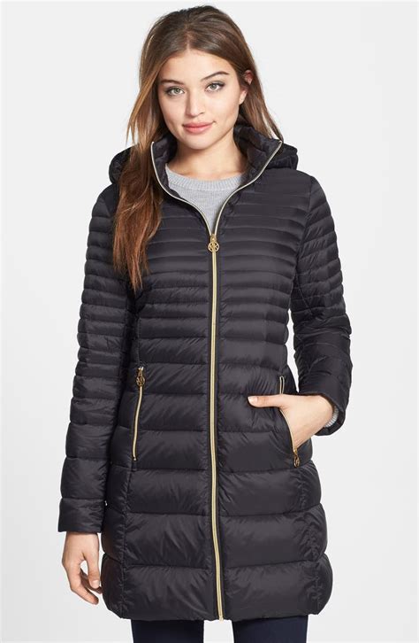 michael kors hooded down knit jacket|Michael Kors down packable jacket.